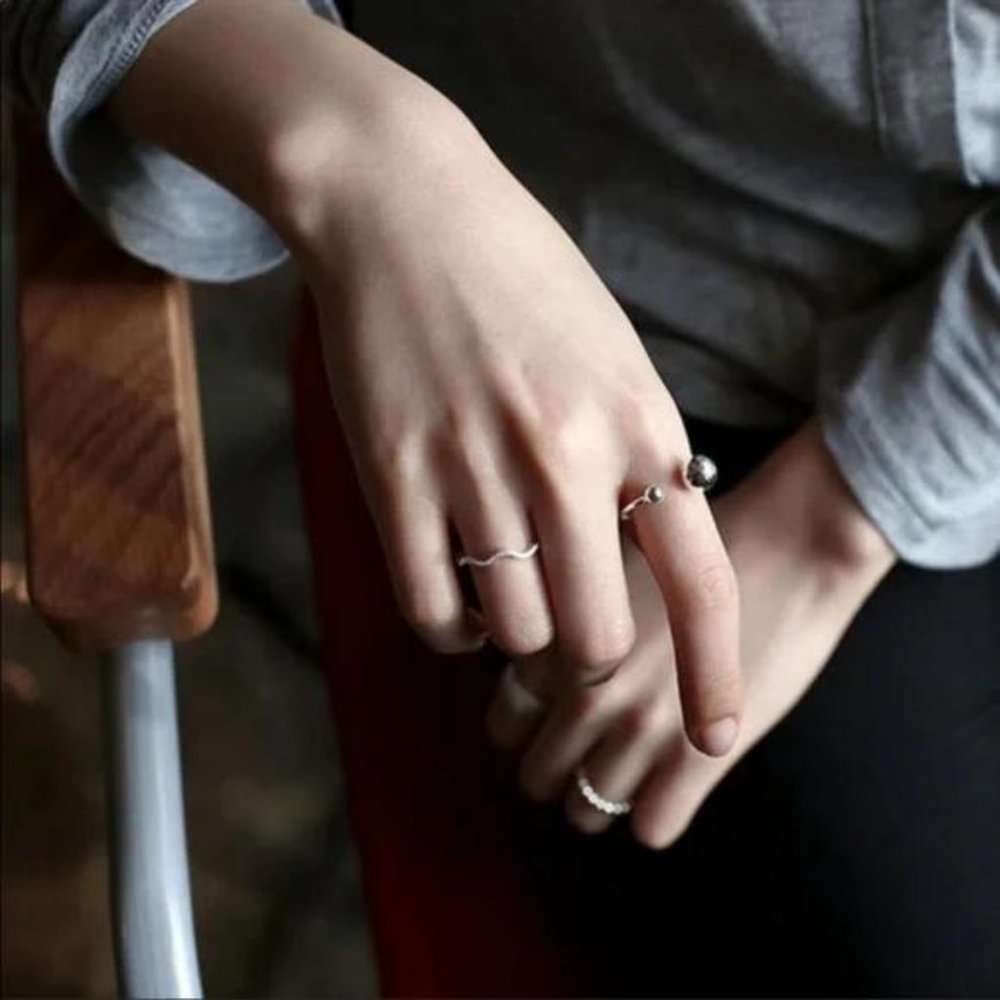 BEAD BALL 925 STERLING SILVER ADJUSTABLE RING - Picture 6 of 8